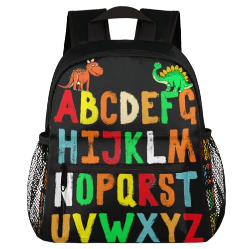 Colorful Alphabet Letters Kids Backpacks for Boys Girls, Cute Toddler Backpack Preschool Kindergarten Elementary School Backpack Lightweight Mini Shoulder Bookbag Casual Daypack with Chest Strap