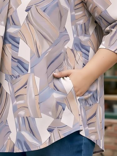 Image of Indietoga Women Plus Size Abstract Print Rayon Tunic Top (XL to 7XL)