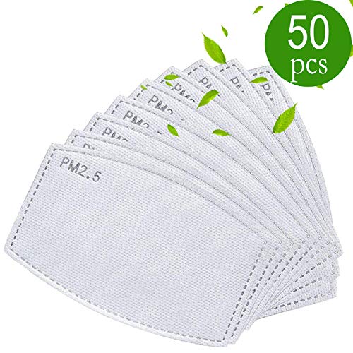 50 PCS PM2.5MASK Activated Carbon Filter, 5 Layers Replaceable Anti Haze Filters, Protective Mouth Filter for Outdoor