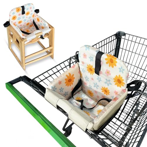 Image of JoSeat Shopping Cart Seat Cover for Baby, High Chair & Grocery Seat Protector, Padded Chair Covers for Restaurant Seats, Unisex Machine Washable Grocery Cart Liner & Swing Insert – Floral