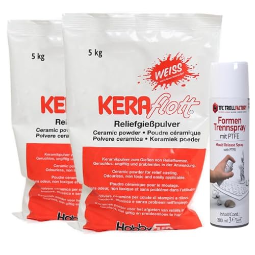 TFC Troll Factory Keraflott - Polvere per colata in rilievo, 10 kg, colore bianco, per progetti creativi, 2 x 5 kg
