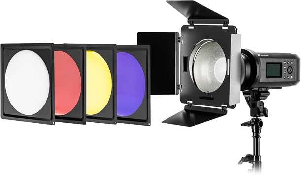Flashpoint Universal Barn Door Kit with Grid and Gels
