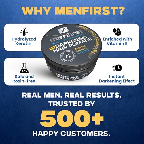 MENFIRST - Hair and Beard Pomade for Men - Instant Gray Coverage for Medium Brown to Black Styling Paste - Darkens White Hair Like a Wax - 1 Pack - Image 4