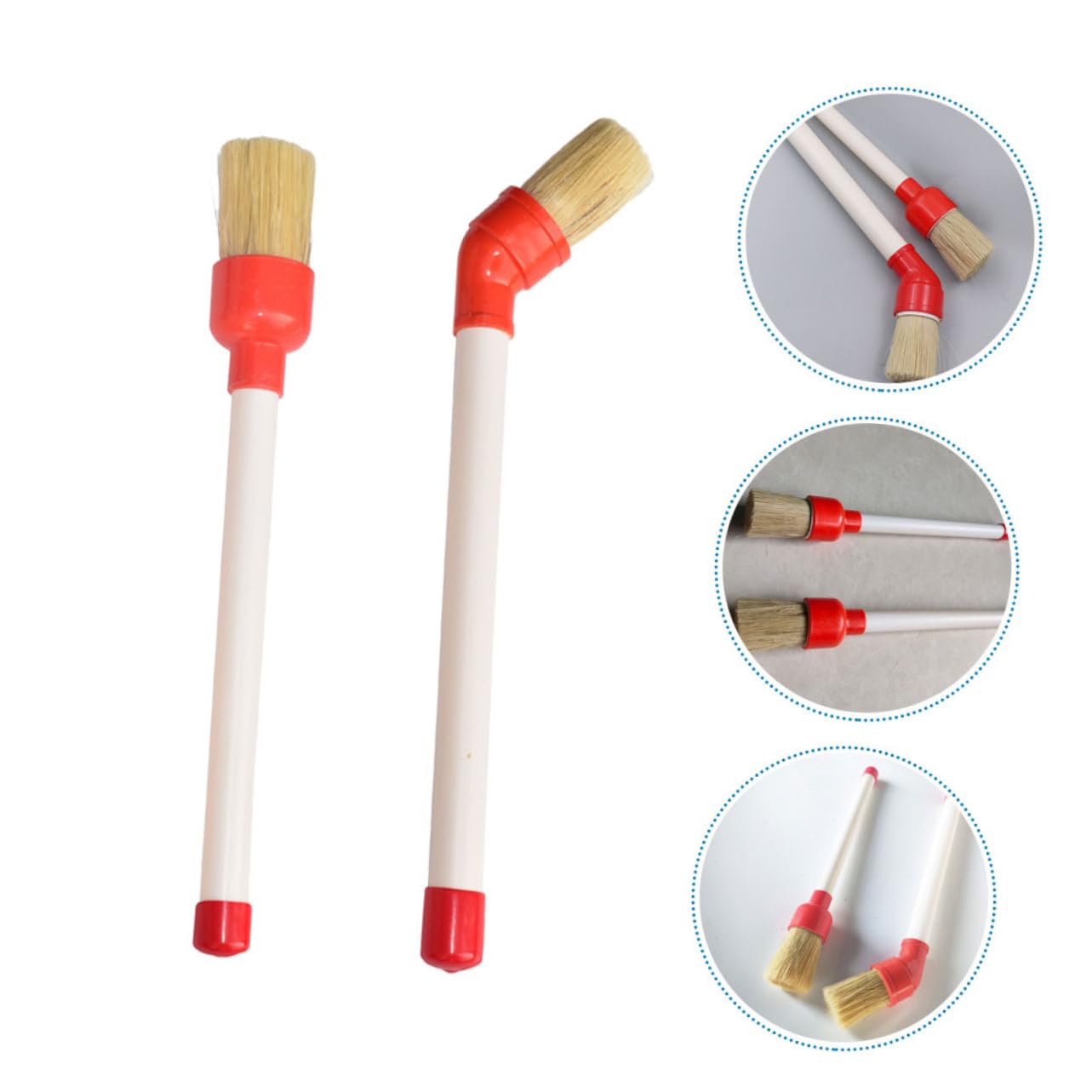 Alipis 5 Set Pennello per per Pneumatici Dettaglio Auto Spazzola per Ruote Spazzola per La Pulizia Spazzola Lavaruote Puscello delle Ruote di Legno 2 Pezzi*5