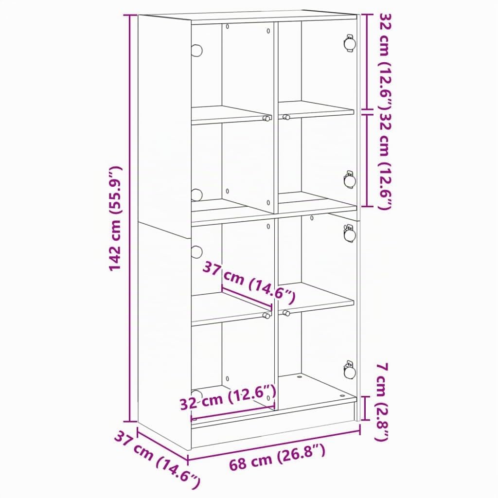 vidaXL Buffet Haut avec Portes chêne Sonoma Bois d'ingénierie, Armoire latérale, Armoire de Rangement Haute, vitrine Haute, Armoire Haute