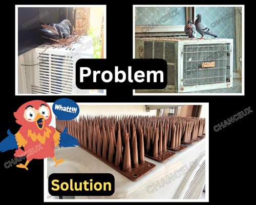 Image of CHANCEUX Anti Bird Plastic Spikes Brown (30 pcs Set) for AC Balconies Window Home Protection from Pigeon Dog Monkey Crow Kabootar -Area Covers 30 FT - kabutar Control Scare Repellent Balcony Railing