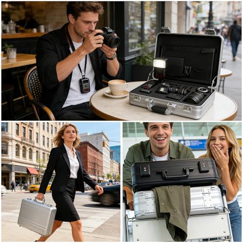 ALUNEX Aluminum Storage Case with Customizable Foam, 3-in-1 Modular Interior, Professional Briefcase with TSA Locks for Men & Women, Organizer & Divider for Documents, Electronics & Tools - Thumbnail 2