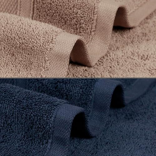 Image of MYTRIDENT Soft Comfort Air Rich 100% Cotton Towels for Bath, 500 GSM Large Size Bathroom Towels for Men /Women, 2PC Bath (69 cm x 137 cm), Acorn and Navy