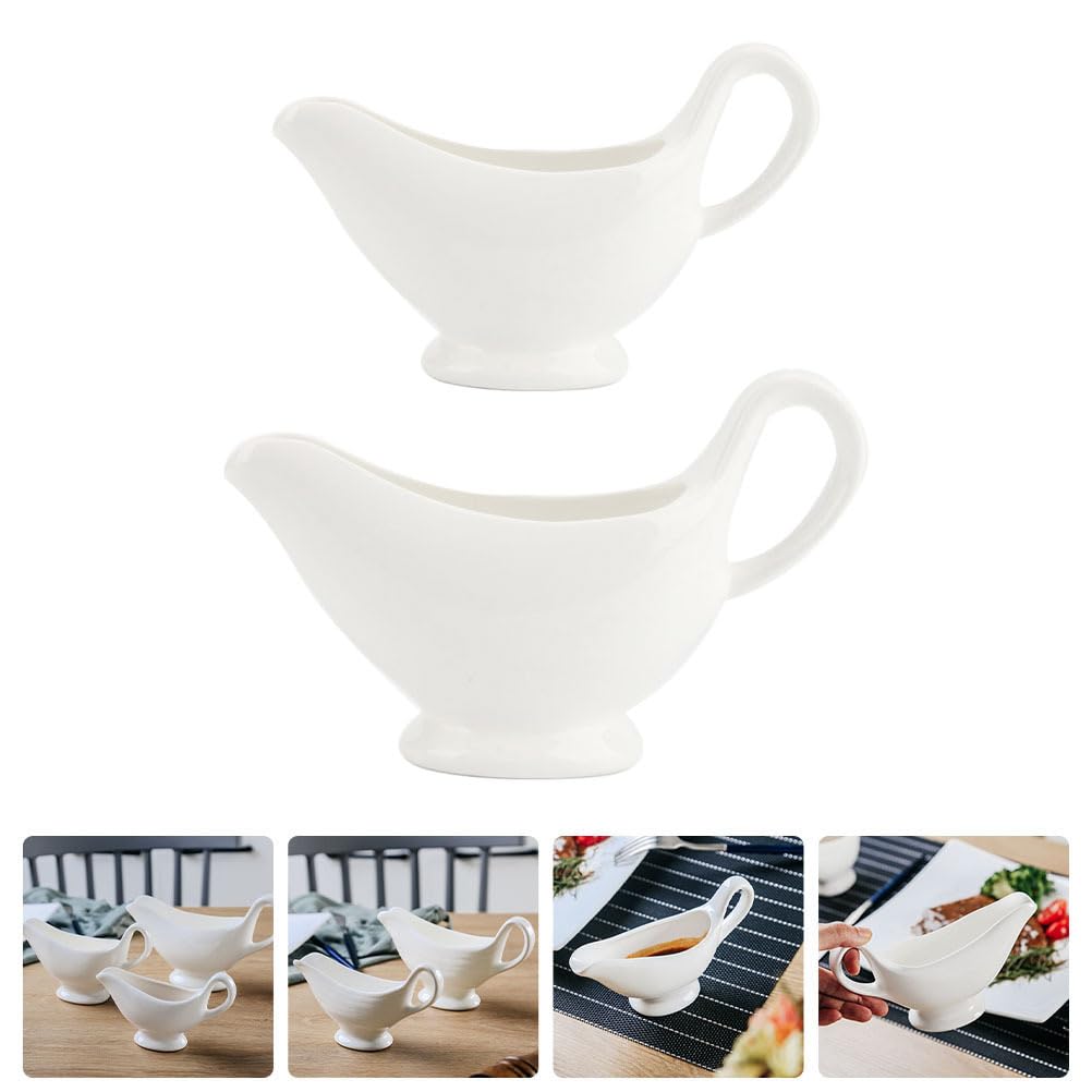 Yardwe Set 2 Barche Condimento Ceramica 6.5 Pollici Con Manico Contenitori Per Salsa Aceto E Spezie Ideali Per Cucina Casa E Ristorante