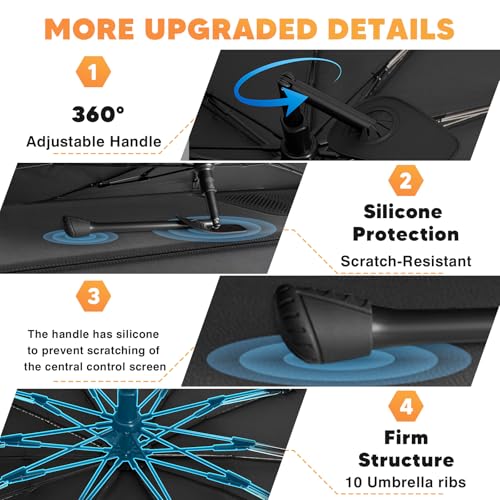 Image of KUST Sun Shade Umbrella for Subaru Ascent 2019-2025 2026 | Custom Fit Windshield Sunshade | Foldable Sunshade with Bendable Handle | Blocks Heat & UV Rays Keep Car Cool Sunshield