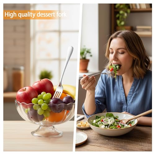 8-Piece 14.3cm Cake Forks and 12.5cm Spoons, Stainless Steel Soup Spoons and Dessert Forks, Ideal for Home Dining, Catering Events, Weddings, Picnics, Buffets - Image 5