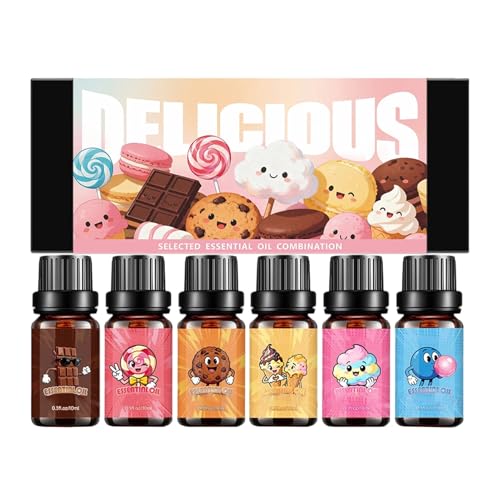 Aromático - Juego De 6 Aromas De Caramelo De Larga Duración | Juego De Aceites Esenciales Perfumados Para Postres De 10 Ml | Para Mujeres, Hombres, Dama, Piel, Habitación, Casa, Citas, Fiesta,