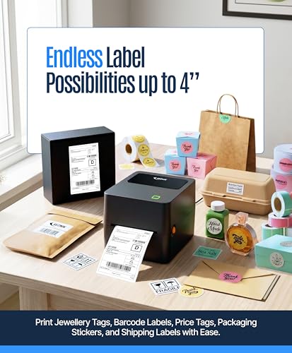 Image of SEZNIK Tejas Shipping Label Printer | 304 DPI HD Print | USB + Bluetooth | Direct Thermal Label Printer for E-Commerce, MRP Sticker, Jewellery, Excel, Barcode, | 1 Year Warranty | No SellerFlex