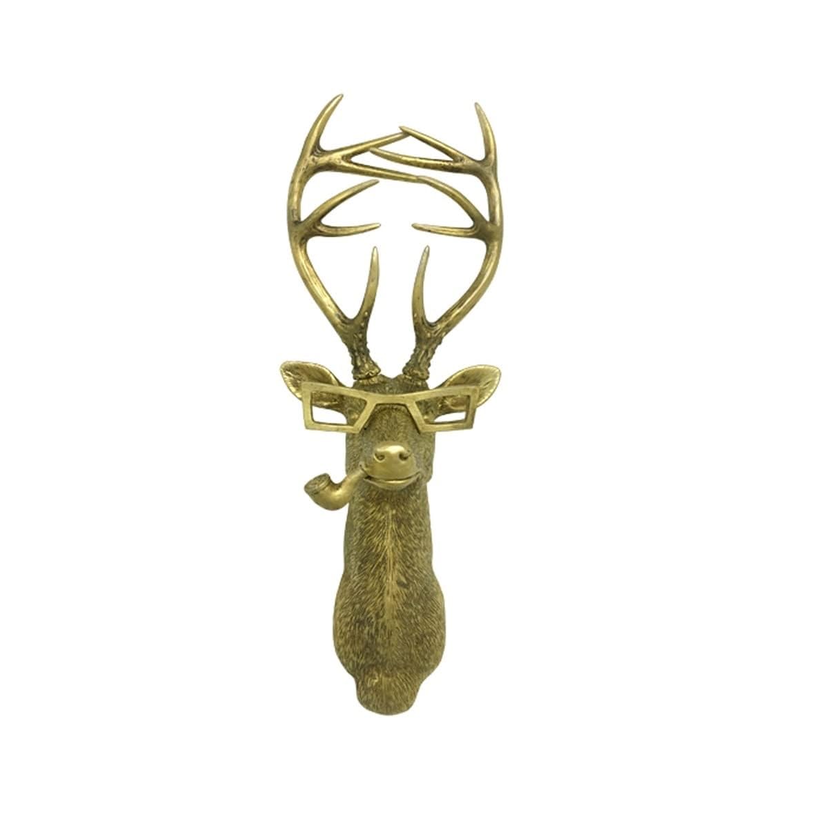 Decorazione da parete con testa di animale, decorazione da parete con testa di cervo, decorazione da parete con testa di cervo/coniglio/topo/orso/volpe in resina di rame antico, decorazione da parete