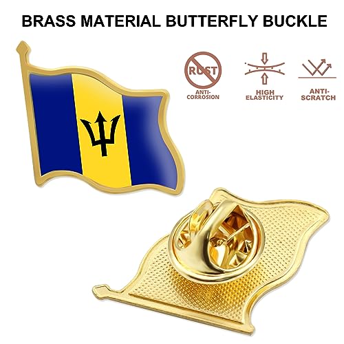 Image of 12 /24 /50 /100Pcs Barbados Flag Lapel Pins Bulk - Metal Barbadian Brooch Badge Souvenir For Men Women Clothes Bags Hats