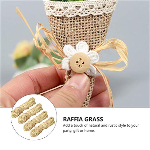 4 peças de fita de ráfia natural, fita de ráfia de Natal para artesanato e fita de embalagem