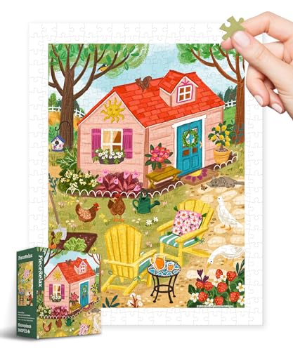 PieceRelax Plastic Jigsaw Puzzles for Adults 300 Pieces - Olivia Gibbs - Whimsy Garden House Most Satisfying Table Games and Gifts No Puzzle Mat...