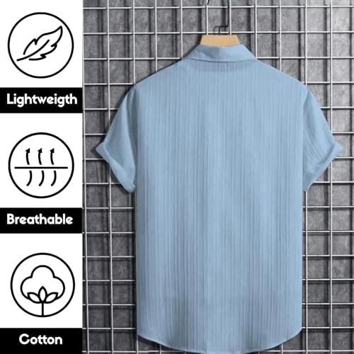 Image of Vikita Enterprise Kid Boy's Cotton Solid Shirt with Spread Collar Neck Half Sleeves Button Closure Curved Hem Length | Shirt For Kids Boys