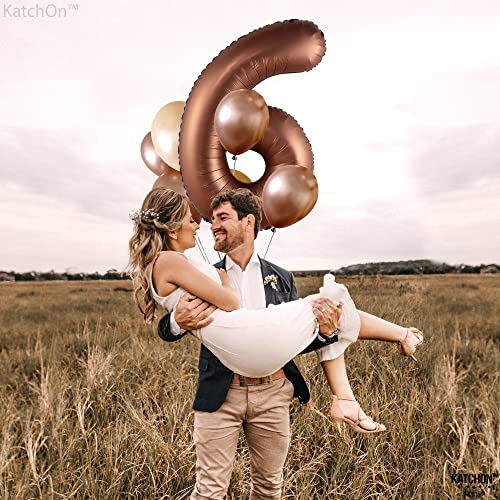 Image of KatchOn Coffee Brown Number 6 Balloon 40 Inch