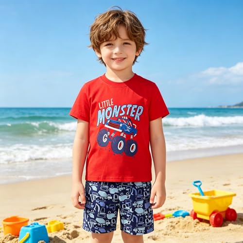 Image of Boy Shorts Sets Dinosaur Animal Print Shirt Summer Outfits Set 2pcs Casual Clothes