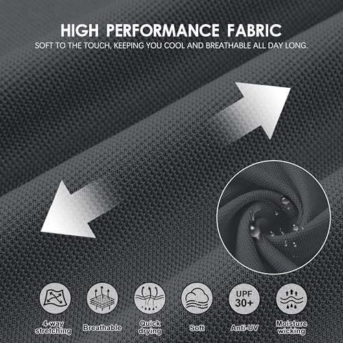 Image of Mens Golf Shirt Long Sleeve Moisture Wicking Dry Fit Performance Solid Pique Collared Golf Polo Shirts for Men