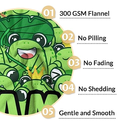 Mercuryelf Custom Frog Throw Blanket - Soft, Fuzzy & Warm - 60x80 Inches Flannel Blankets for Bed, Couch - Green Novelty Throws Gift for Women Men