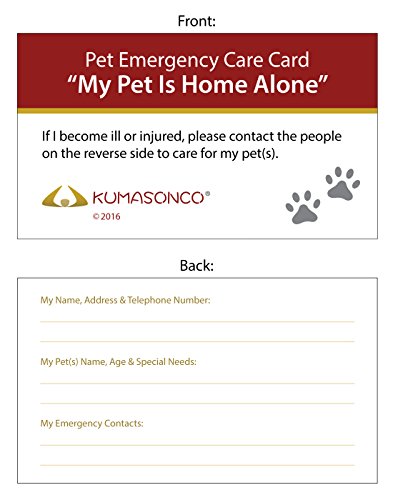 KumasonCo Pet Emergency Care Card (Pack of 4)