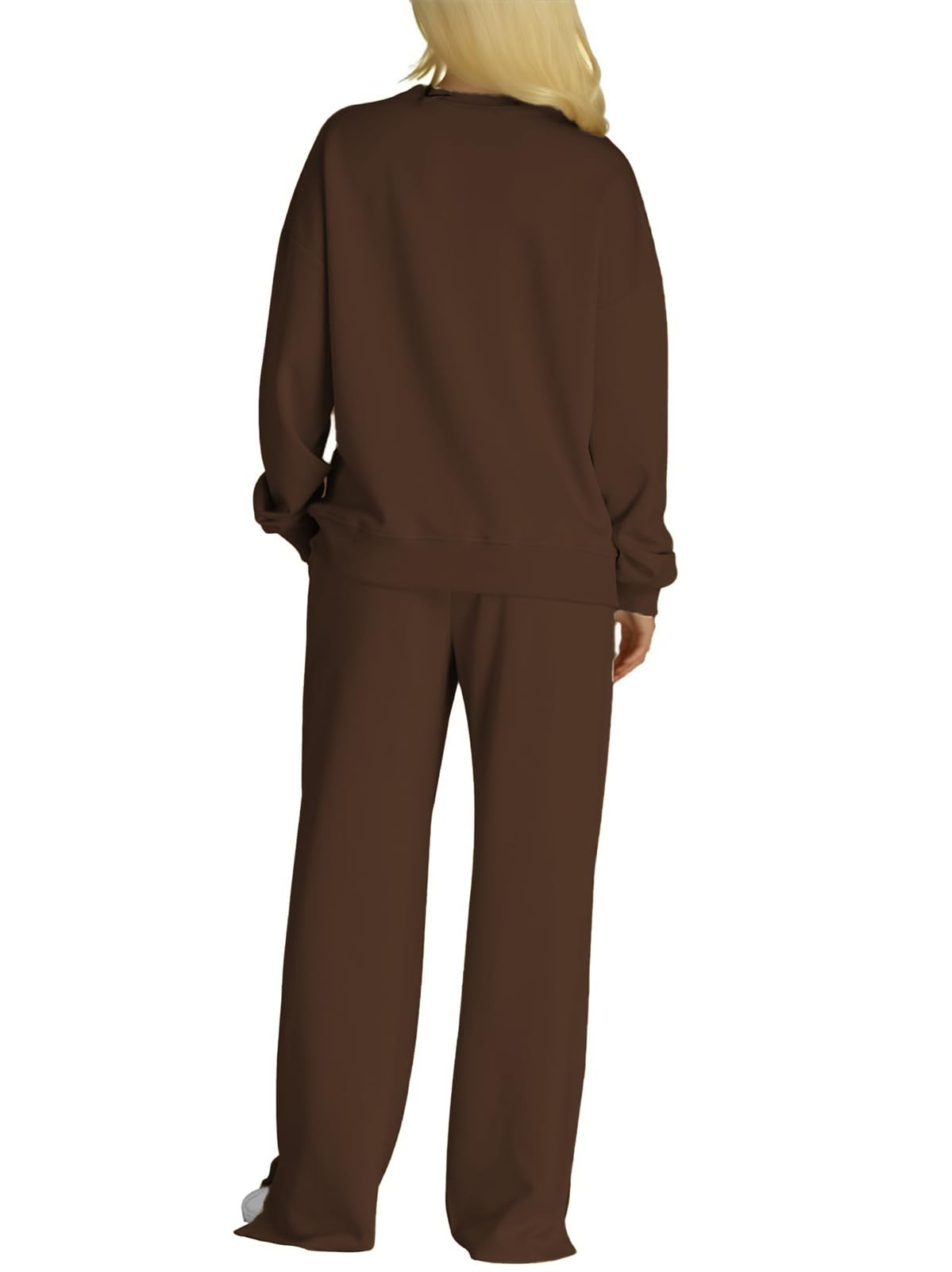 SotRong Survêtement d'hiver à manches longues et col rond pour femme - Tenue d'hiver surdimensionnée - Taille élastique - Pantalon de jogging avec poches - Confortable - Ensemble de vêtements de