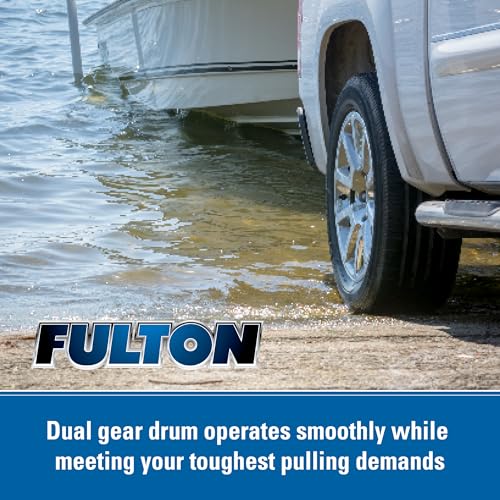 Fulton FW32000101 F2 Marine Trailer Winch, Two-Speed, 3,200 lbs. Capacity, 4-Position Handle Adjusts From 6" to 9", 20' Foot Strap With Hook