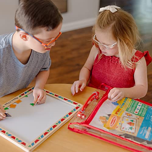 image for Melissa & Doug Deluxe Wooden Magnetic Pattern Blocks Set - Educational