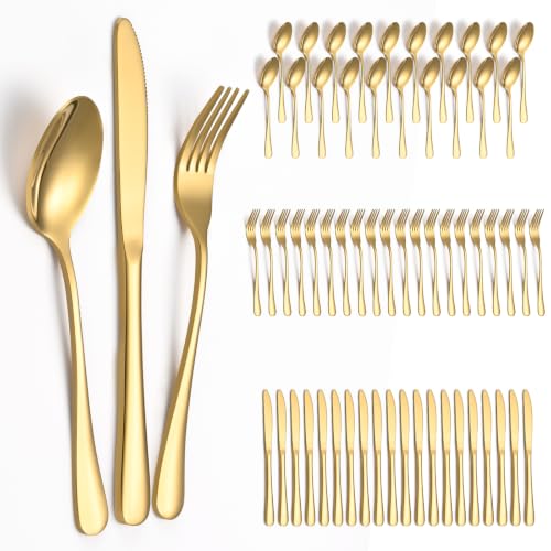 ERVILO 60 Piece Gold Silverware Set Service for 20 Stainless Steel Flatware Cutlery - image 1