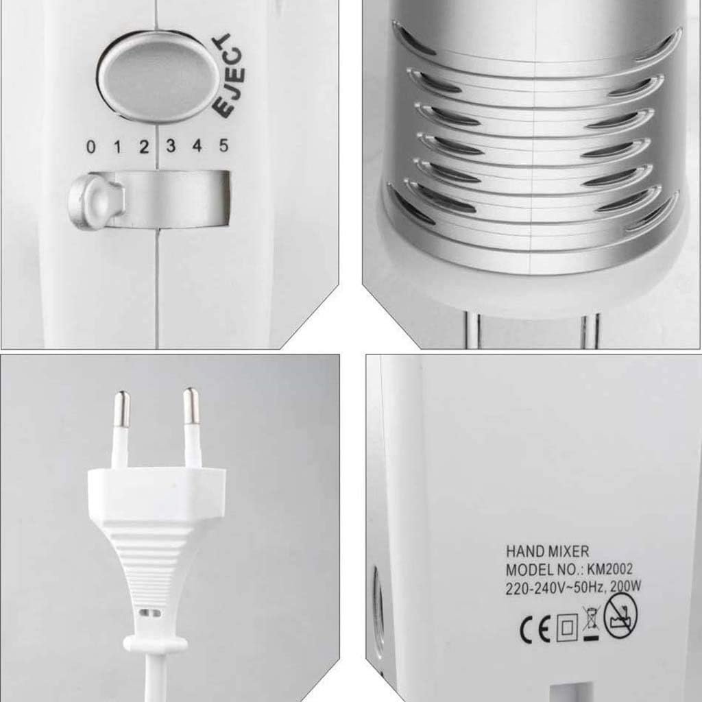 Hand Mixer Electric 200W Multi-Speed Hand Mixer with Turbo Button Easy Eject Button and 5 Attachments (Beaters Dough Hooks)