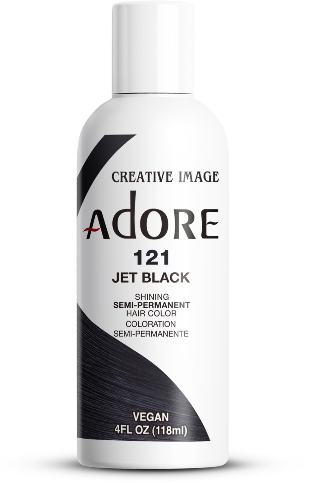Adore Semi Permanent Hair Color (121 Jet Black) | Vegan & Cruelty-Free Black Hair Dye | No Ammonia, No Peroxide, No Alcohol | 4 Fl Oz
