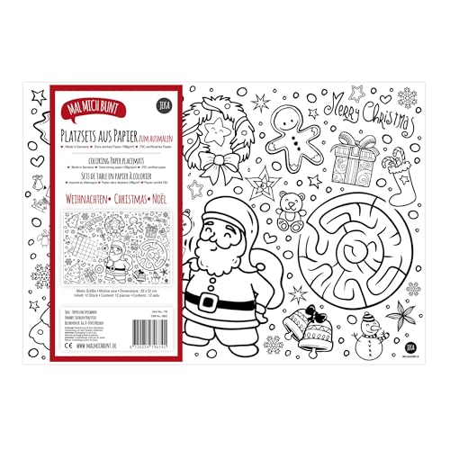 12 Platzsets Weihnachten zum Ausmalen, Weihnachten Tischsets zum...