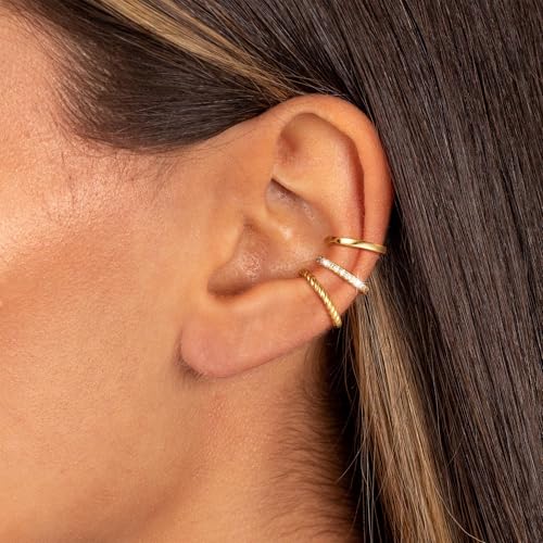 Freekiss Gold Ear Cuffs Non Piercing: 14K Gold Plated/Silver Cuff Earrings for Women Trendy Chain Cubic Zirconia Cartilage Clip on Earrings Fake Earring Cuffs Set Hypoallergenic Jewelry for Women2