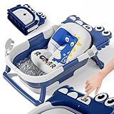 SUPERBE BEBE Vaschetta Pieghevole Con Cuscino Da Bagno E Termometro Incorporato-Vaschetta Per Bambini Con Supporto Da Bagno Gratuito-Regalo Di Nascita Ideale Per Bambine O Bambini-Dalla Nascita