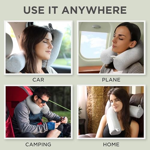 Image of Dot&Dot Twist Memory Foam Travel Pillow For Neck, Chin, Lumbar And Leg Support (Grey), Small