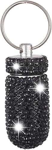 Surakey Llavero de aluminio Pastillero de medicación Mini tamaño Píldora Titular de la píldora Contenedor Llavero Llavero Botella de Medicina Llavero