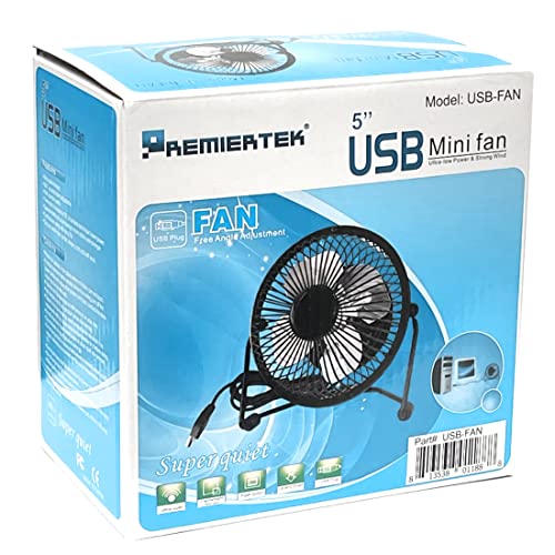 Premiertek 5UDM0030-60077005 Usb-Fan Metal Desktop Fan Usb Powered With Switch thumb #4