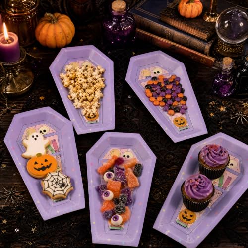 24PCS Halloween Paper Plates,Coffin Halloween Disposable Party Plates Decor - image 7