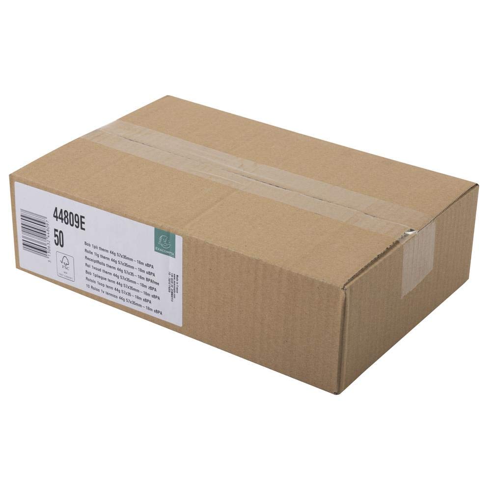 EXACOMPTA Lot de 100 Bobines carte bancaire thermique sans BPA 57x35mm 44g 16 mètres Blanc
