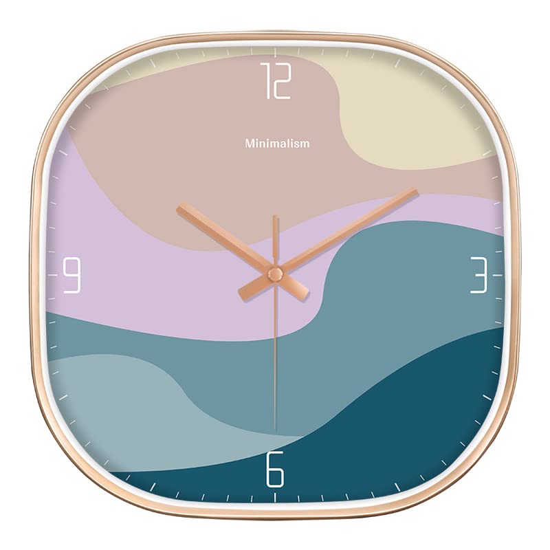 Ginoya brothers Square Wall Clock, Silent and no Ticking,Easy to Read,Wall Clock for Kitchen,Office, Classroom and Living Room Decorative Clocks. (Cotten Candy Square Clock)