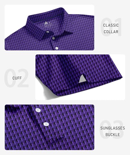 Image of ZITY Mens Golf Polo Shirts Short Sleeve UPF 50+ Performance Moisture Wicking Print Pattern Casual Collared Golf Shirt for Men