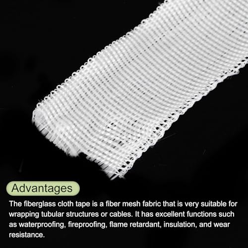 Image of MECCANIXITY Fiberglass Cloth Tape Fiberglass Mesh Glass Fiber Mesh Woven Fiberglass Fabrics Insulation Tape 30m(33 Yard) x25mmx0.17mm for Reinforcement Repair 2pcs