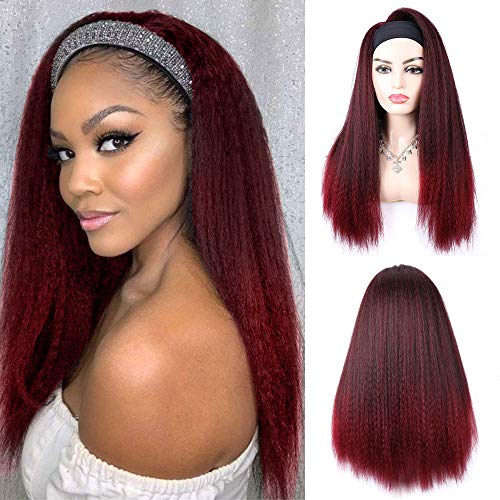 kinky straight hair ponytail headband wig