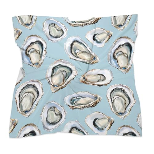 Oysters Food Womens Hair Bandanas Silk Kerchief Square Scarf Lightweight Satin Scarf Ornament 18"x18"3