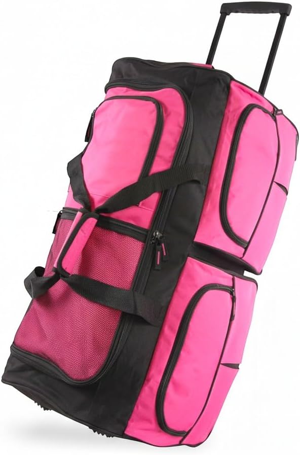 Unisex 30' Large Rolling Duffel Bag, Pink,One Size