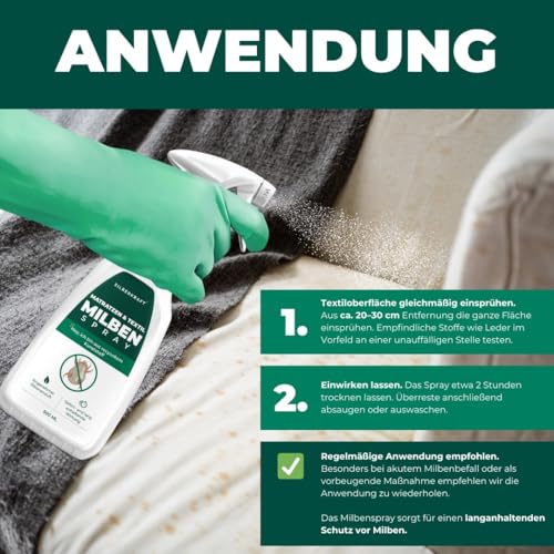 Silberkraft Milbenspray Matratzen und Polster 500ml, naturinspirierter Milbenschutz mit Geraniol, hilfreiches Anti-Milben-Mittel, gegen Hausstaubmilben, Milbenbezug Alternative