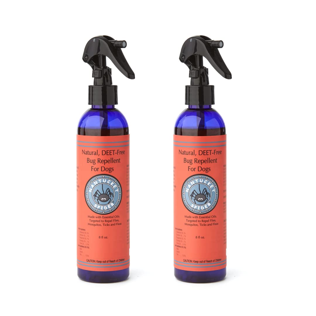 Nantucket Spider2 Pack | 8 oz Bug Repellent for Dogs | Extra Strength Tick Repellent Spray and Natural Insect Repellent for Dogs| DEET Free with Organic Essential Oils | Repels Ticks and Mosquitoes
