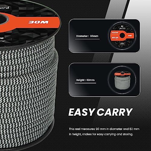 Abma Cord Paracord 620 lbs 4mm 9 Strands 100% Nylon 30M - Zebra, Shockwave-zebra, 30 Meters - Image 2